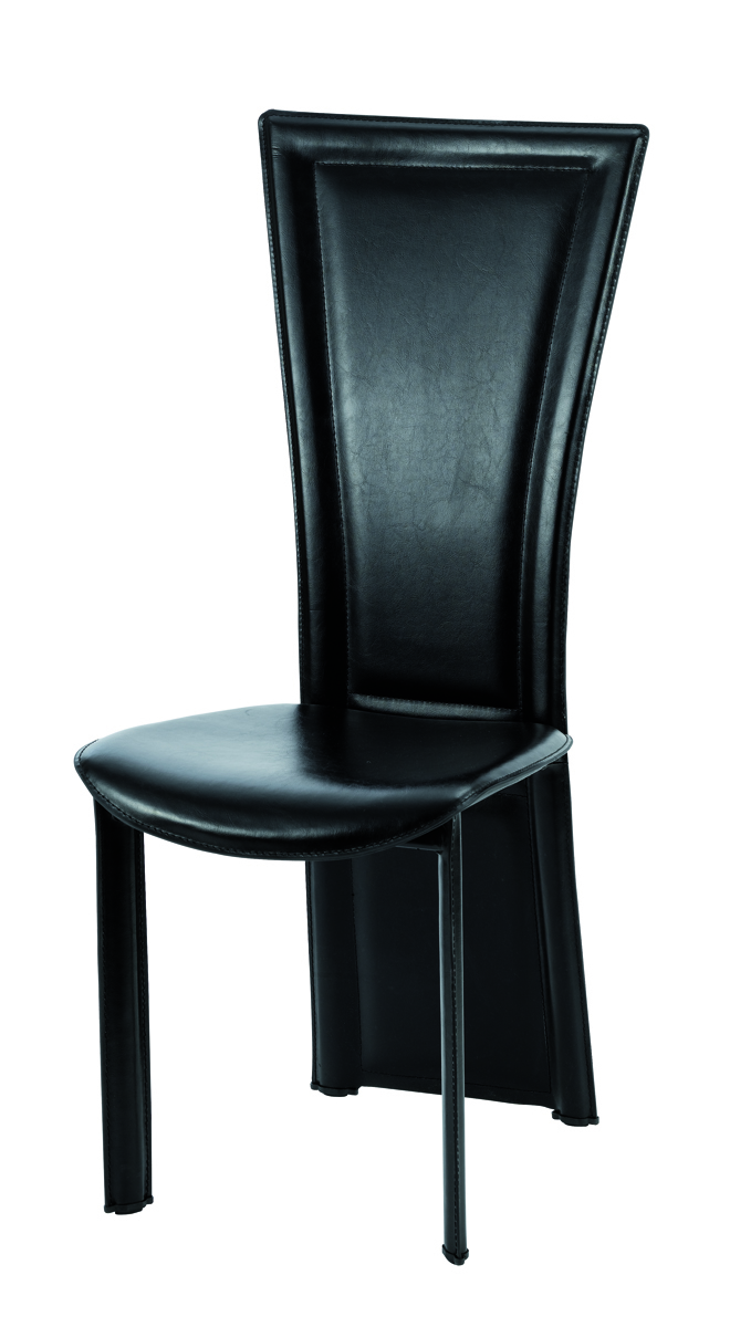 4 sillas de comedor/cocina de dise&ntilde;o JOANA de piel reciclada negra 