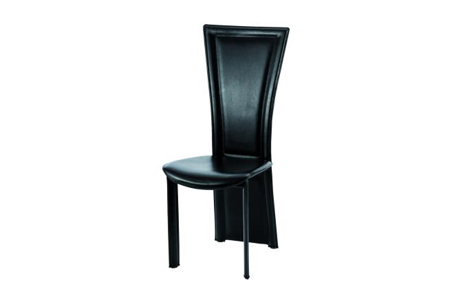 4 sillas de comedor/cocina de dise&ntilde;o JOANA de piel reciclada negra 