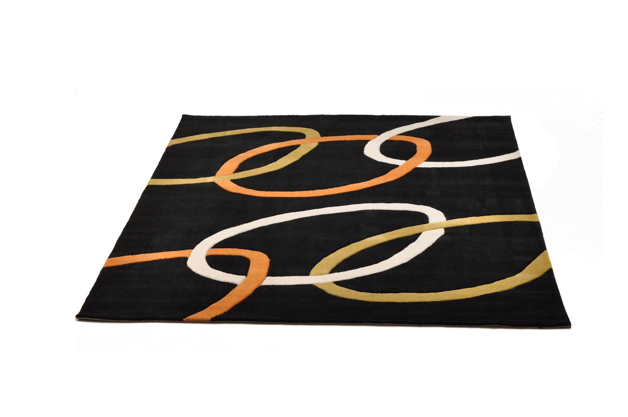 Alfombra ASPIDISTRA negra con motivos de colores