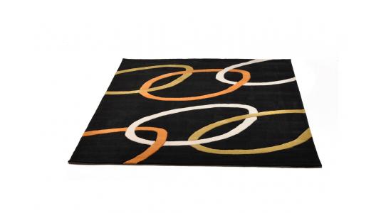 Alfombra ASPIDISTRA negra con motivos de colores image 1