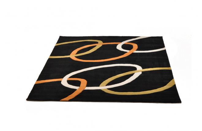 Alfombra ASPIDISTRA negra con motivos de colores