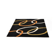 Alfombra ASPIDISTRA negra con motivos de colores image pub1