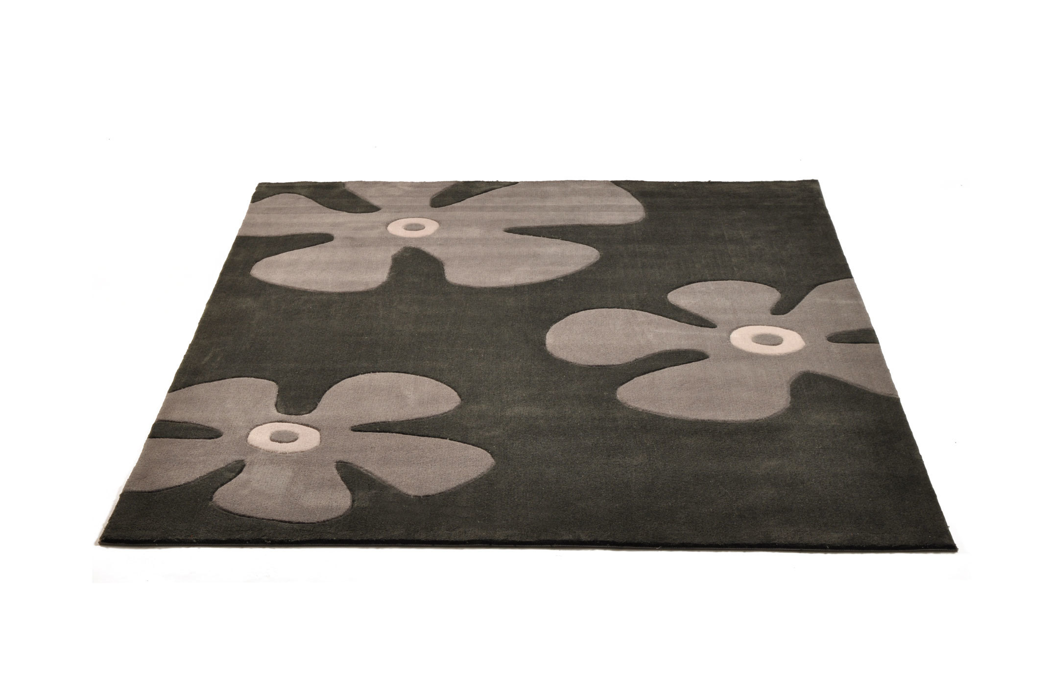 Alfombra negra y gris con motivos MARGUERITE