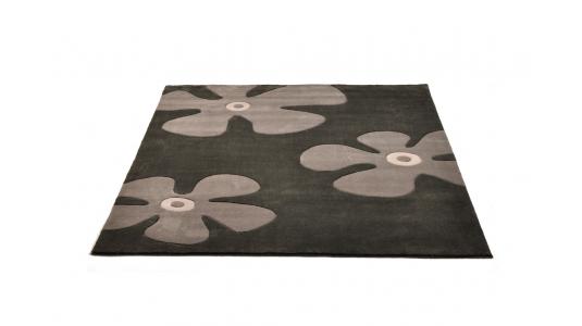 Alfombra negra y gris con motivos MARGUERITE image 1