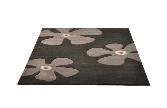 Alfombra negra y gris con motivos MARGUERITE