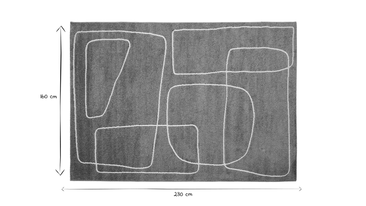 Alfombra rectangular 160 x 230 cm Line Art terracota y blanco TIANA