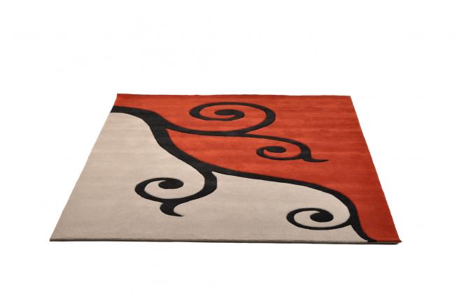 Alfombra roja y gris CLEMATITE