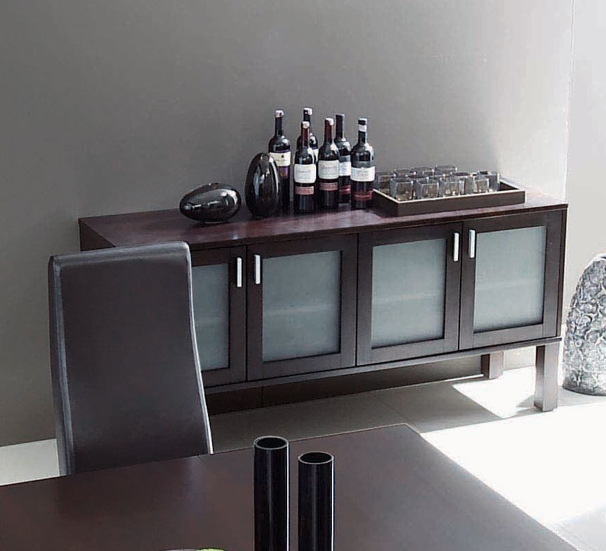 Aparador ALTON  2 armarios de roble/cristal glaceado y de color wenge