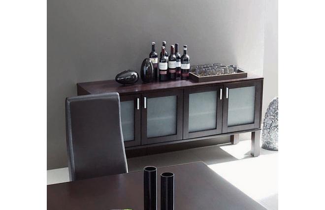 Aparador ALTON  2 armarios de roble/cristal glaceado y de color wenge