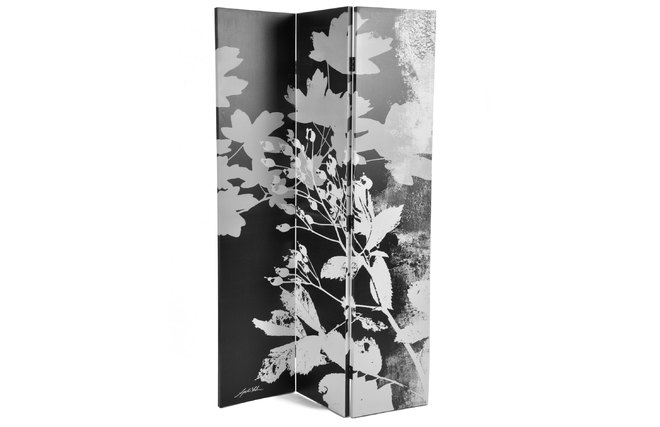Biombo 3 partes FLORA madera y tela