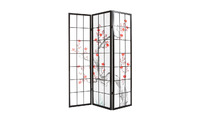 Biombo japon&eacute;s de madera negra y papel SAKURA