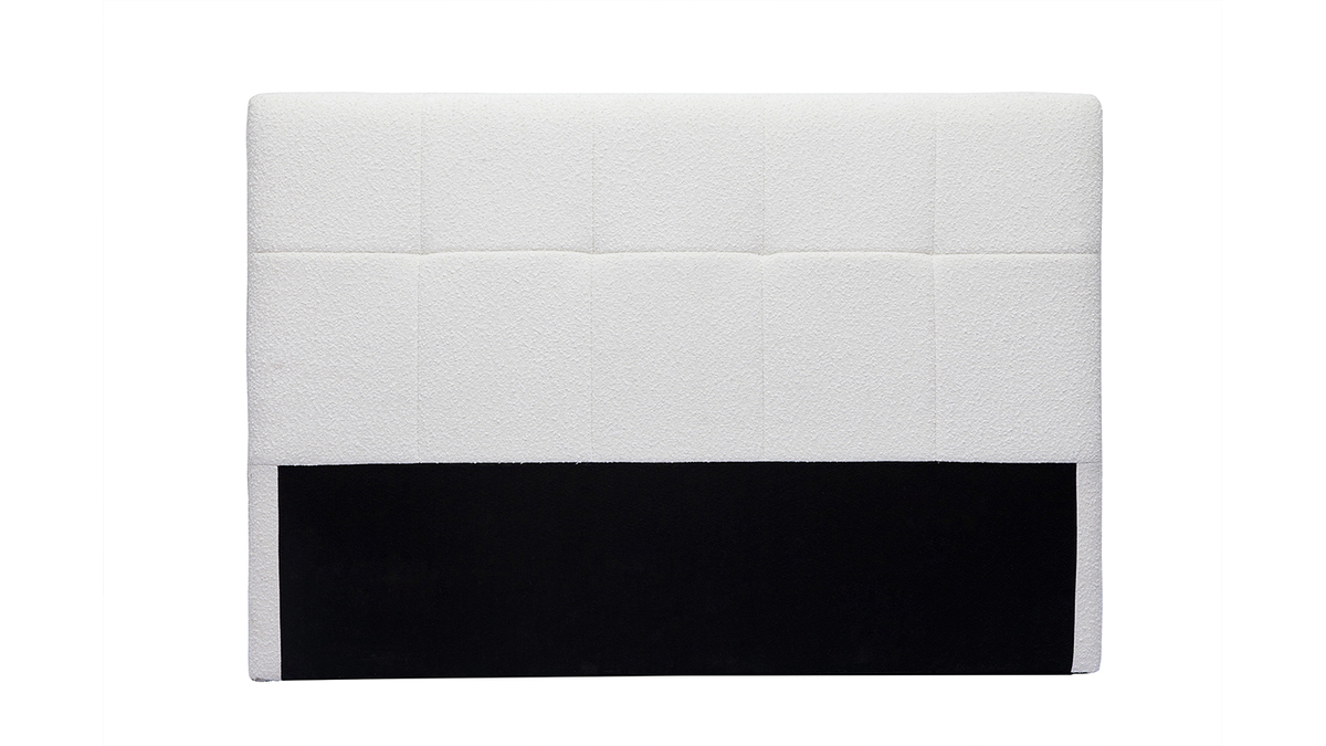 Cabecero de cama efecto borreguillo blanco 160 cm CLOVIS
