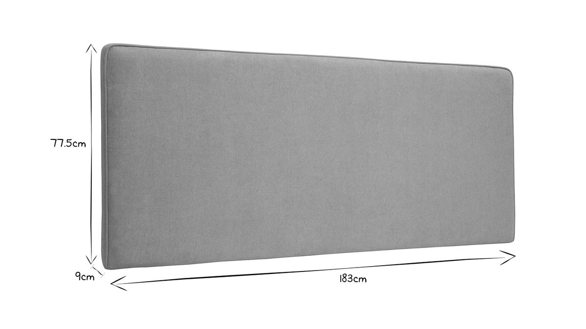 Cabecero de cama para colgar de tela efecto aterciopelado gris 180 cm LILY