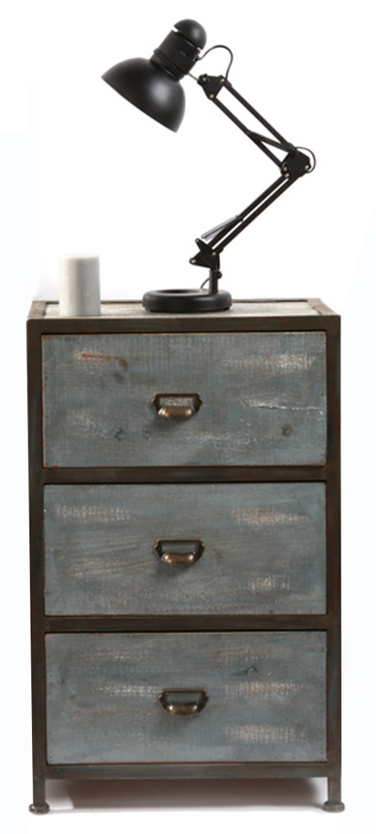 Cajonera madera y metal industrial 3 cajones TREVOR