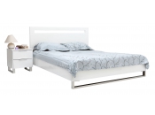 Cama doble de dise&ntilde;o lacada blanca 160x200 HALIFAX