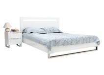 Cama doble de dise&ntilde;o lacada blanca 160x200 HALIFAX