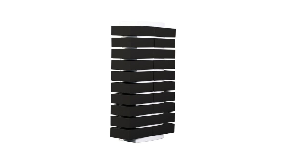 Columna de almacenaje blanca de diseo y sus 20 cajas clasificadoras negras