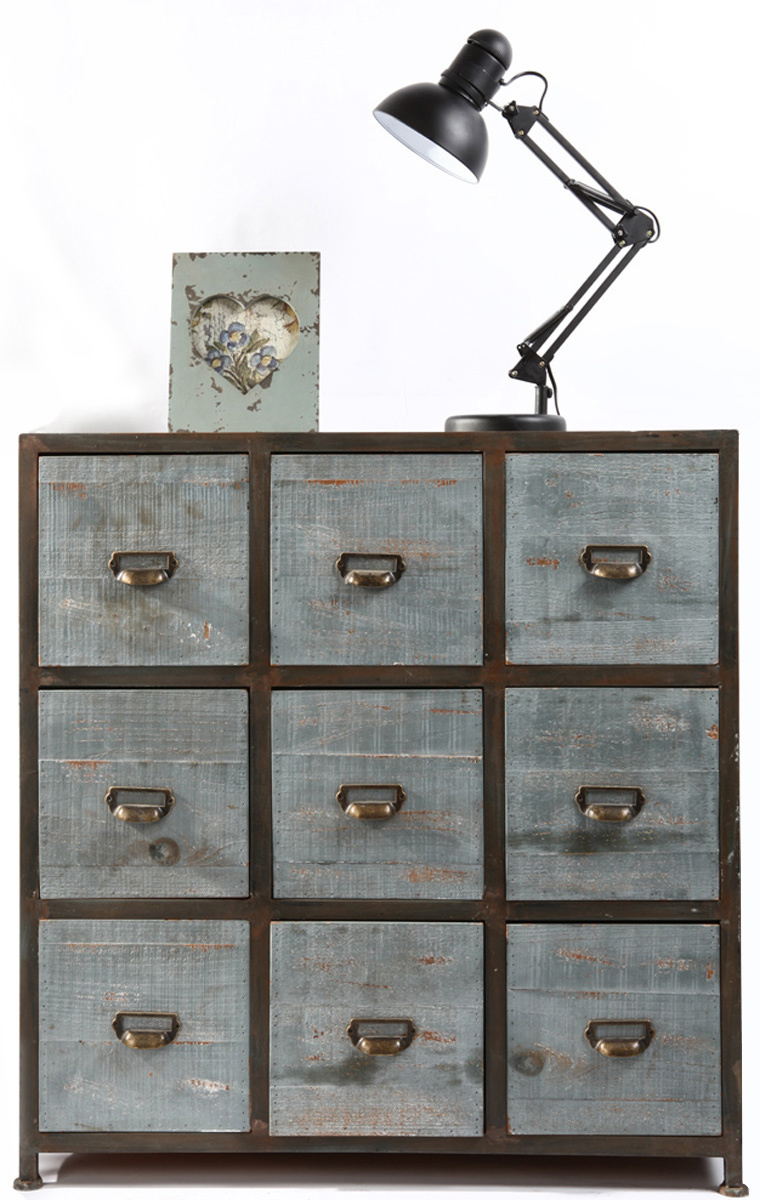 Comoda de madera estilo industrial 9 cajones Willard