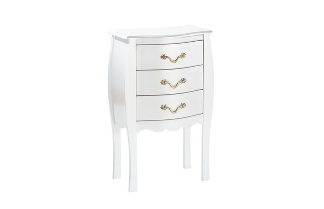 Comoda / mesita de noche LOUISA 3 cajones � color blanco