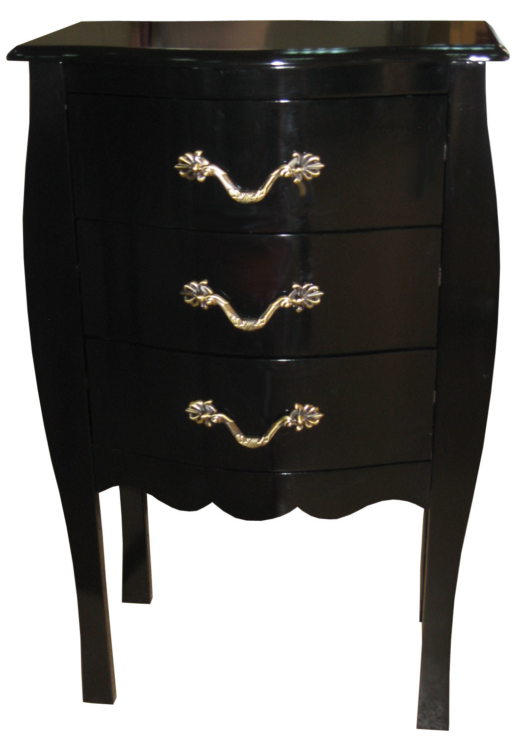 Comoda / mesita de noche LOUISA 3 cajones � color negro