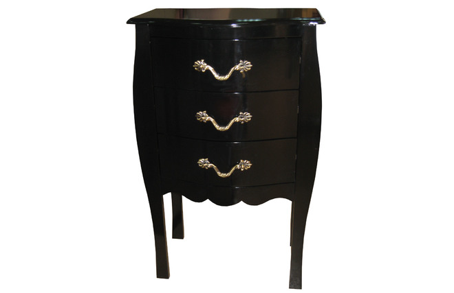 Comoda / mesita de noche LOUISA 3 cajones � color negro