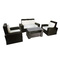 Conjunto BORA BORA- 2 sillones, 1 sof&aacute; 2 plazas y 1 mesa de sal&oacute;n color negro