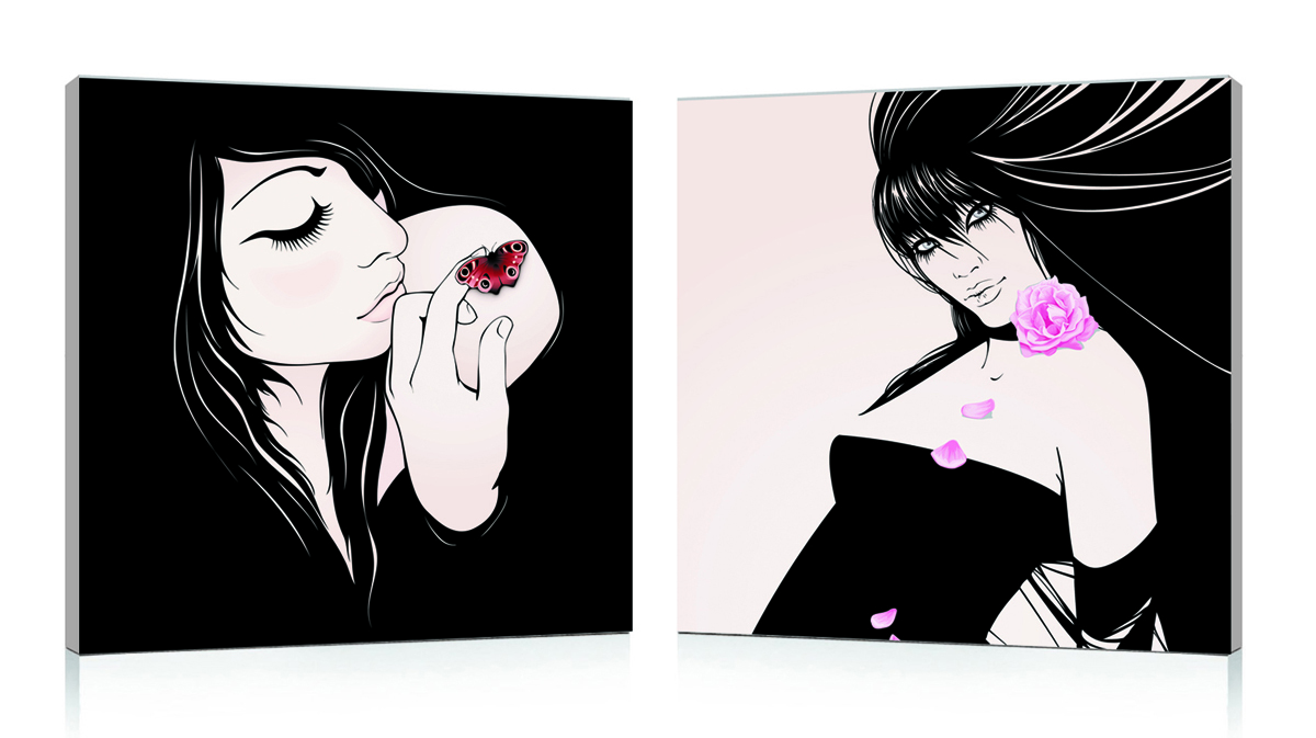 Conjunto de 2 cuadros de dise&ntilde;o BUTTERFLY