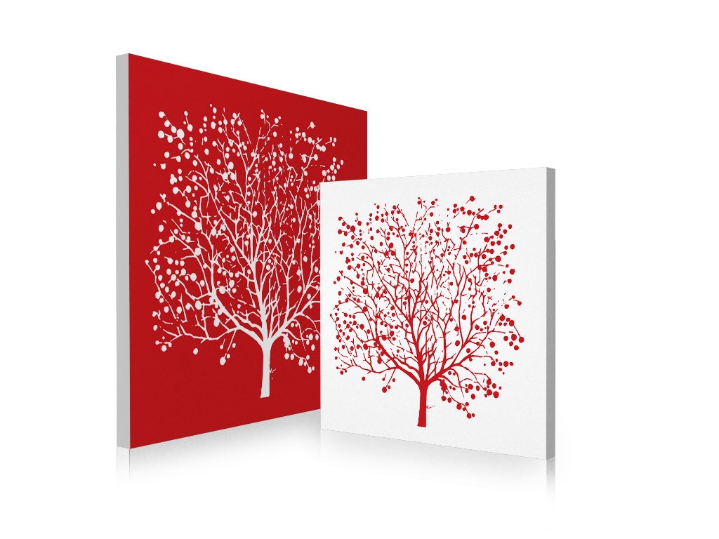 Conjunto de 2 cuadros de dise&ntilde;o SPRIMG color rojo y blanco