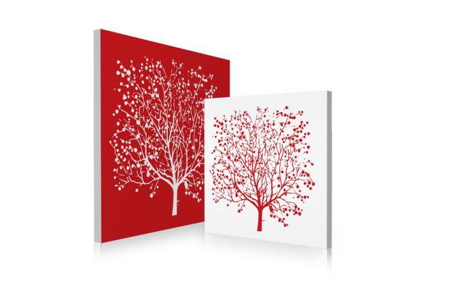 Conjunto de 2 cuadros de dise&ntilde;o SPRIMG color rojo y blanco
