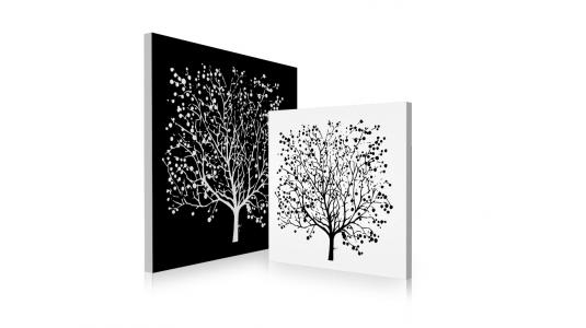 Conjunto de 2 cuadros de dise&ntilde;o SPRING color blanco y negro image 1