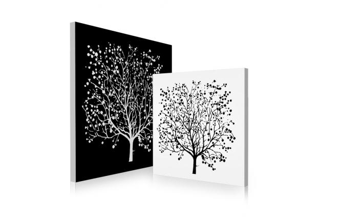 Conjunto de 2 cuadros de dise&ntilde;o SPRING color blanco y negro