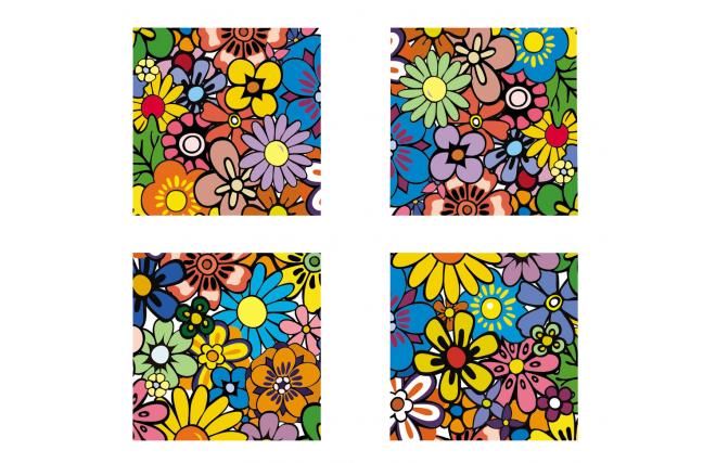 Conjunto de 4 cuadros de dise&ntilde;o FULL FLOWERS