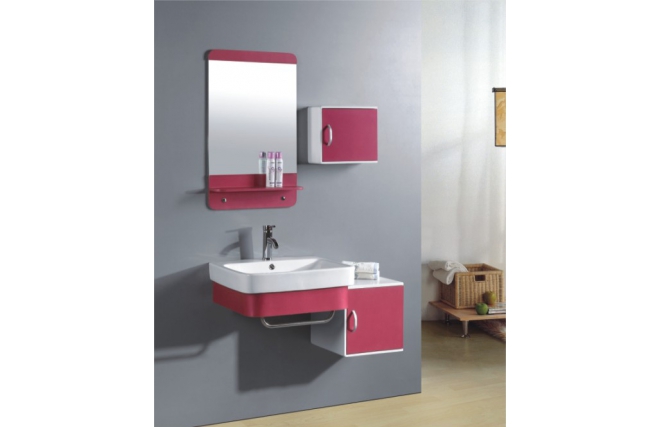 Conjunto de muebles de ba&ntilde;o: lavabo, armario y espejo IALY