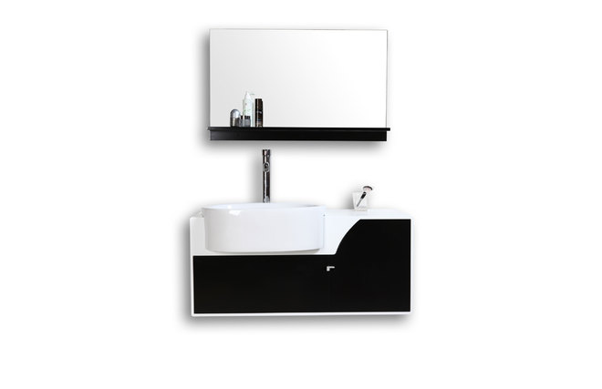 Conjunto de muebles de ba&ntilde;o: lavabo, armario y espejo JASPER