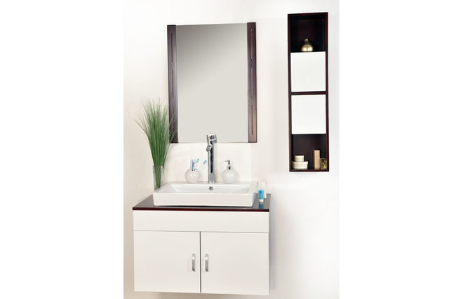 Conjunto de muebles de cuarto de ba&ntilde;o ADELAIDE: lavabo, mueble bajo lavabo, espejo y columna