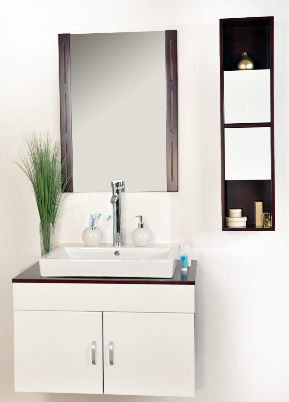 Conjunto de muebles de cuarto de ba&ntilde;o ADELAIDE: lavamanos, mueble bajo lavamanos, espejo y columna image 1