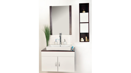 Conjunto de muebles de cuarto de ba&ntilde;o ADELAIDE: lavamanos, mueble bajo lavamanos, espejo y columna image 1