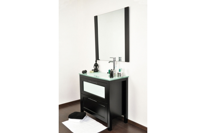 Conjunto de muebles de cuarto de ba&ntilde;o GLADSTONE: lavabo, mueble debajo del lavabo y espejo