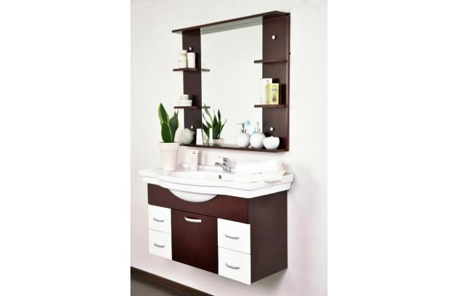 Conjunto de muebles de cuarto de ba&ntilde;o LISMORE: Lavabo, mueble debajo del lavabo y espejo