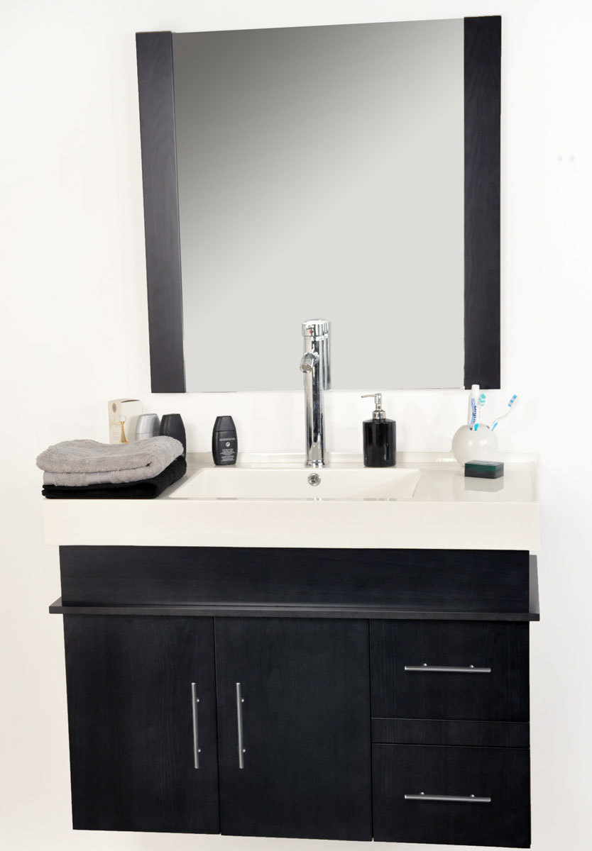 Conjunto de muebles de cuarto de ba&ntilde;o MANDURAH: lavabo, mueble debajo del lavabo y espejo