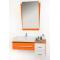 Conjunto de muebles de cuarto de ba&ntilde;o POP NARANJA: lavabo, mueble debajo del lavabo, espejo