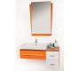 Conjunto de muebles de cuarto de ba&ntilde;o POP NARANJA: lavabo, mueble debajo del lavabo, espejo