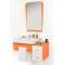 Conjunto de muebles de cuarto de ba&ntilde;o POP NARANJA: lavabo, mueble debajo del lavabo, espejo