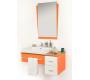 Conjunto de muebles de cuarto de ba&ntilde;o POP NARANJA: lavabo, mueble debajo del lavabo, espejo
