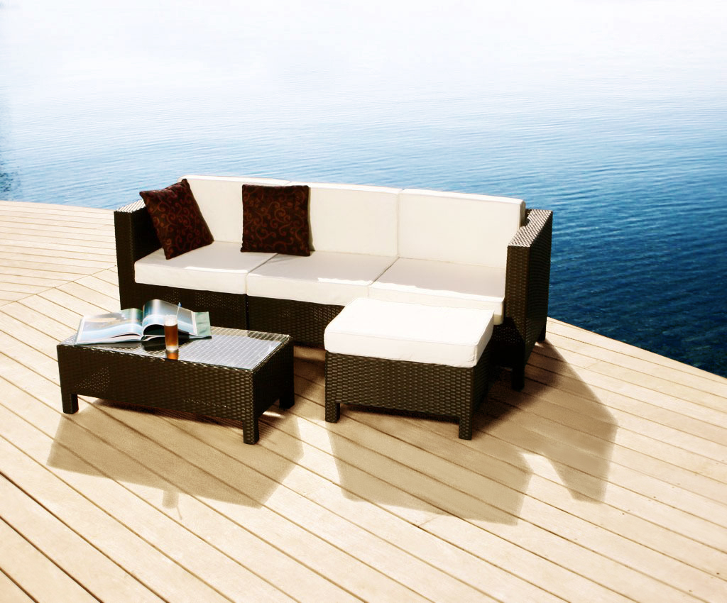 Conjunto HAWAI- 2 sillones rinconeros y 1 sill&oacute;n central, 1 mesa de sal&oacute;n y 1 ottoman
