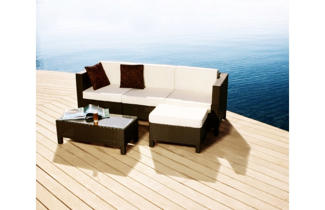 Conjunto HAWAI- 2 sillones rinconeros y 1 sill&oacute;n central, 1 mesa de sal&oacute;n y 1 ottoman