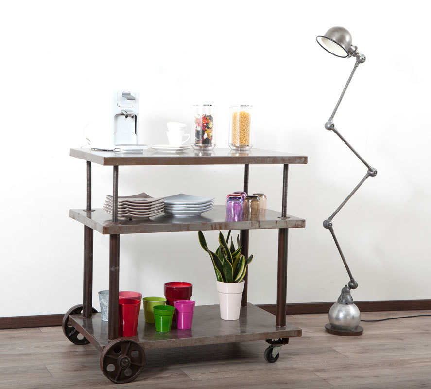 Consola de metal sobre ruedas estilo industrial CHARIOT