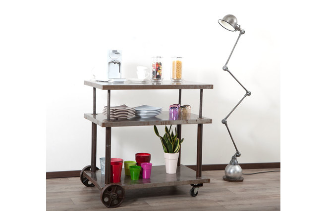 Consola de metal sobre ruedas estilo industrial CHARIOT