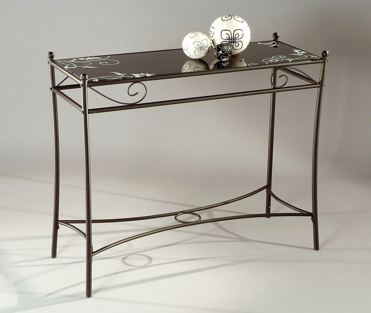 Consola rectangular FLORENCE de acero y cristal tintado negro