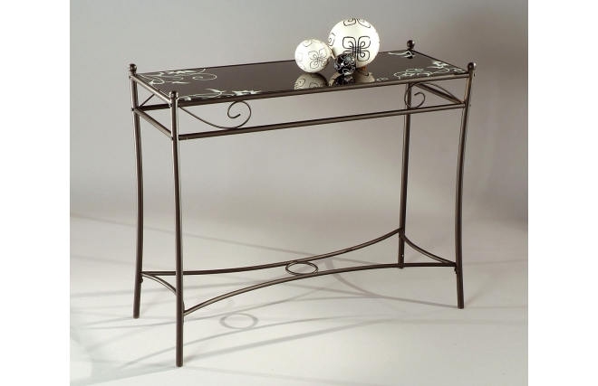 Consola rectangular FLORENCE de acero y cristal tintado negro